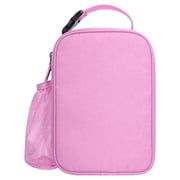 Mainstays Kids Geometric Insulated Polyester Reusable Lunch Bag with Mesh Side Pocket, Pink