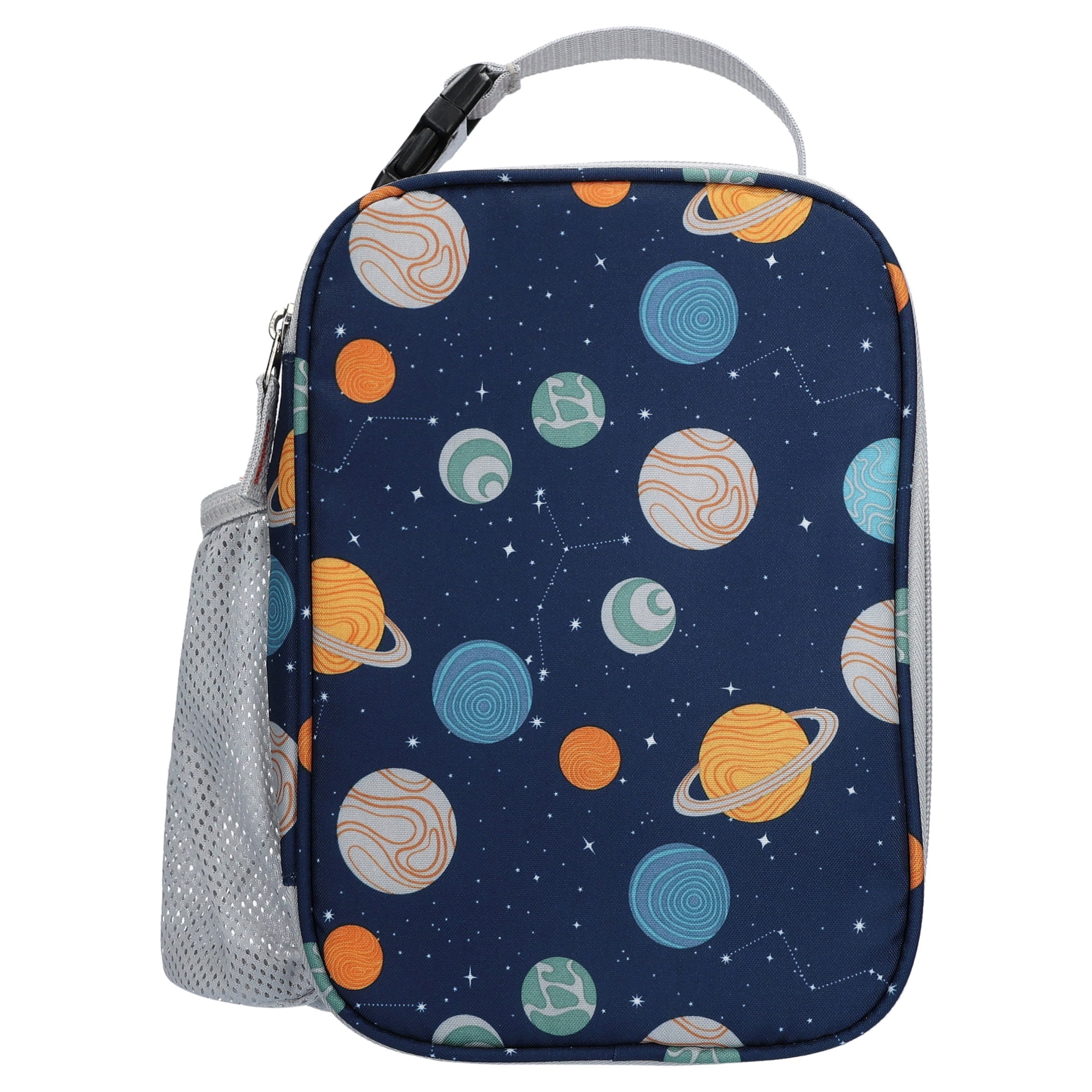 Mainstays Kids Outer Space Insulated Polyester Reusable Lunch Bag with Mesh Side Pocket, Navy