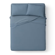 Mainstays Kids Microfiber Bed Sheet Set, Full, Blue, 4 Pieces
