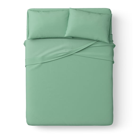 Mainstays Kids Microfiber Bed Sheet Set, Full, Light Green, 4 Pieces