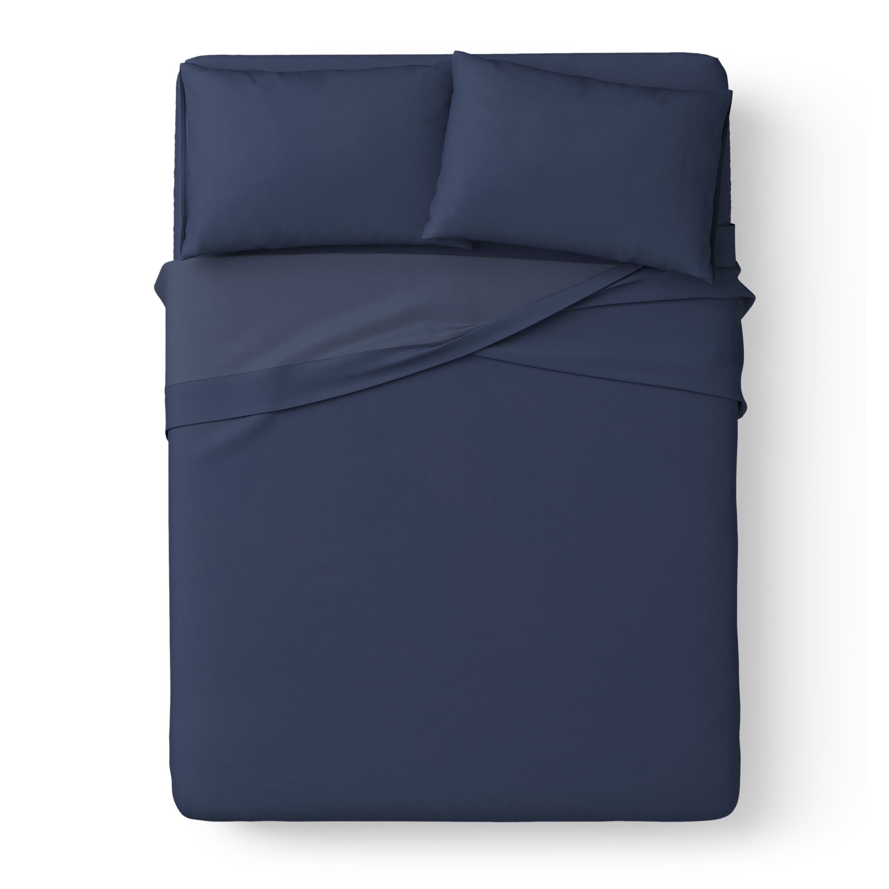 Mainstays Kids Microfiber Bed Sheet Set, Full, Dark Blue, 4 Pieces