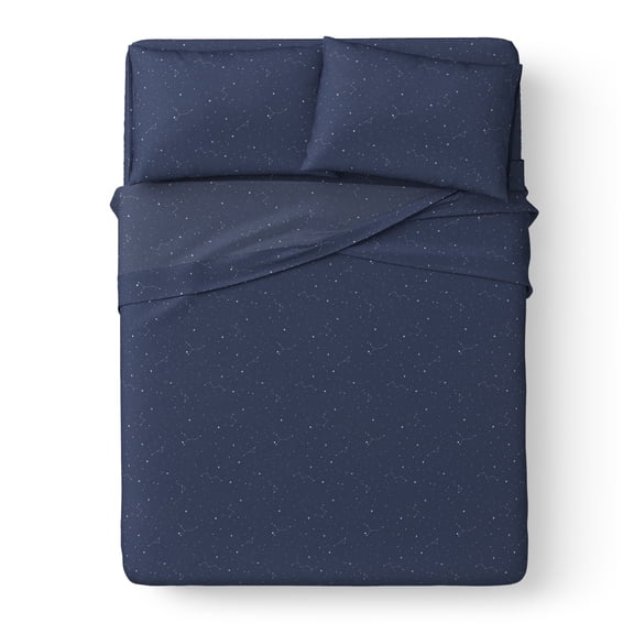 Mainstays Kids Microfiber Bed Sheet Set, Full, Space, 4 Pieces