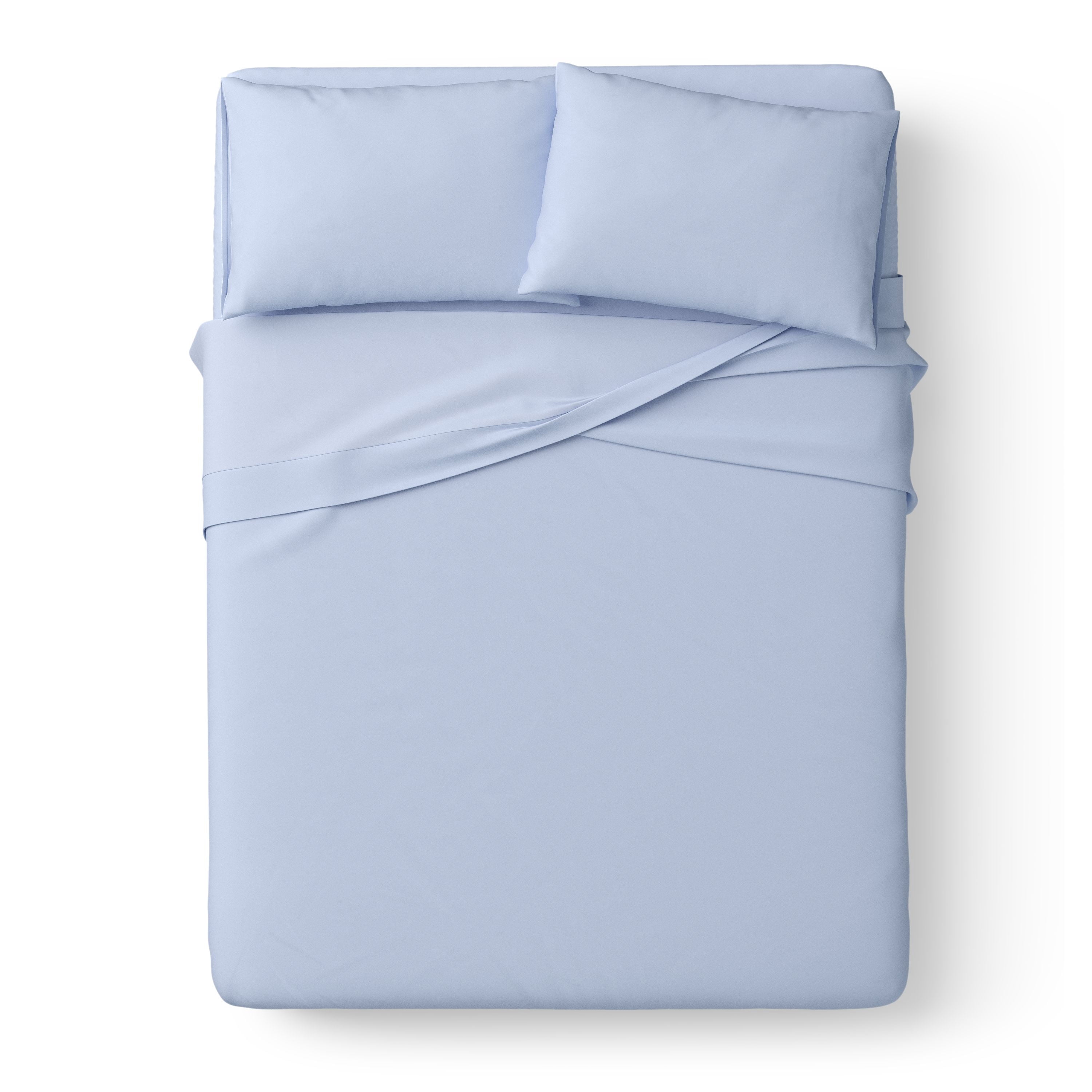 Mainstays Kids Microfiber Bed Sheet Set, Full, Light Blue, 4 Pieces