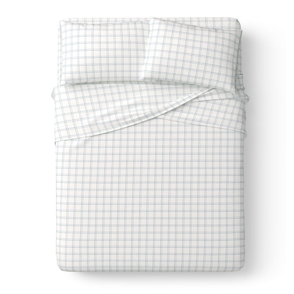Mainstays Kids Microfiber Bed Sheet Set, Full, Plaid, 4 Pieces