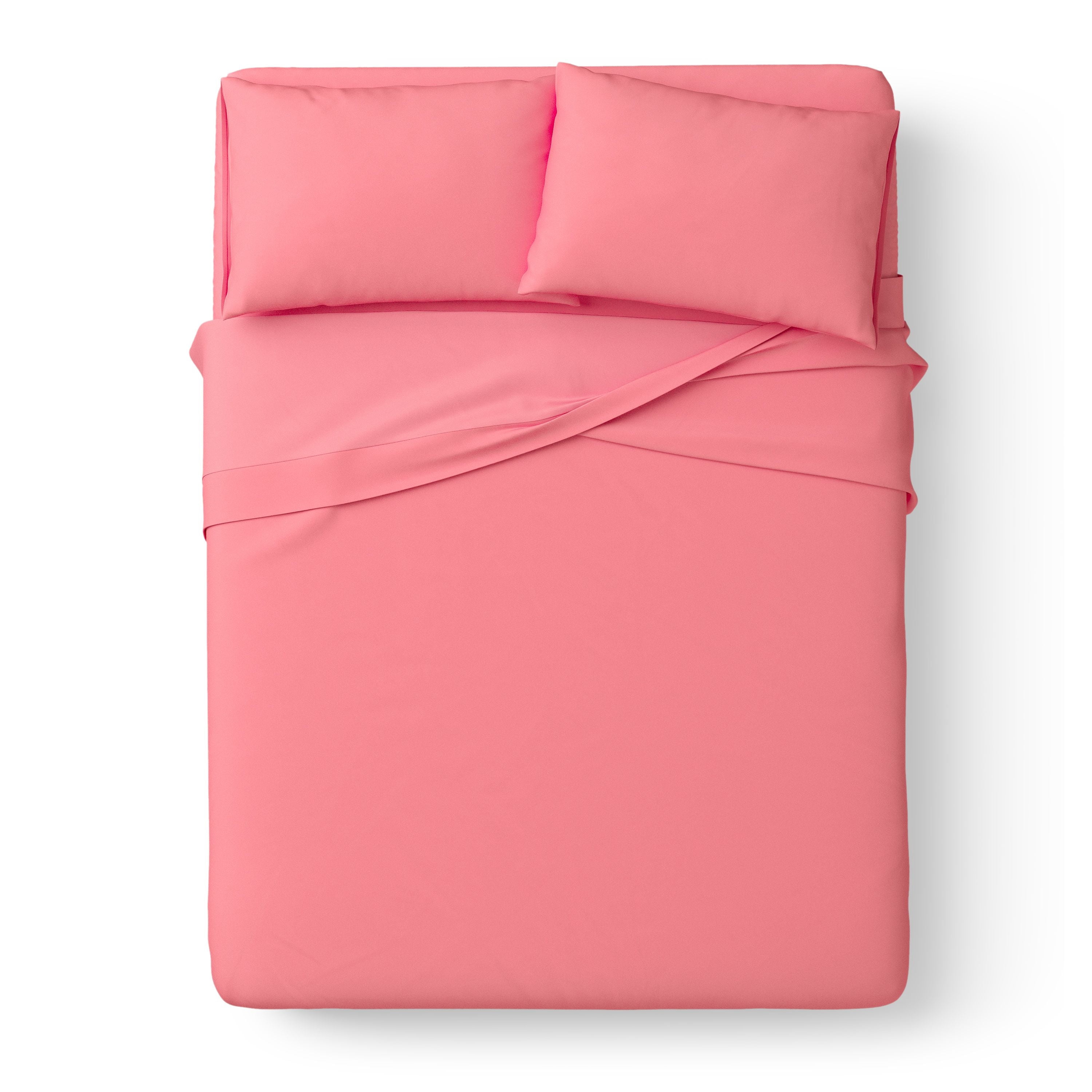 Mainstays Kids Microfiber Bed Sheet Set, Full, Pink, 4 Pieces