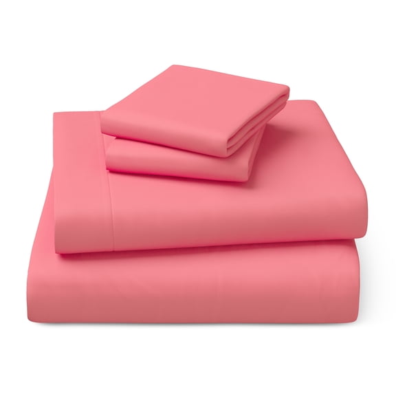 Mainstays Kids Microfiber Bed Sheet Set, Full, Pink, 4 Pieces