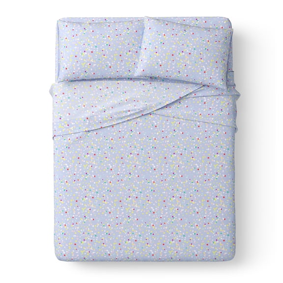 Mainstays Kids Microfiber Bed Sheet Set, Full, Stars, 4 Pieces