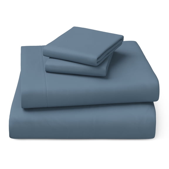 Mainstays Kids Microfiber Bed Sheet Set, Queen, Blue, 4 Pieces