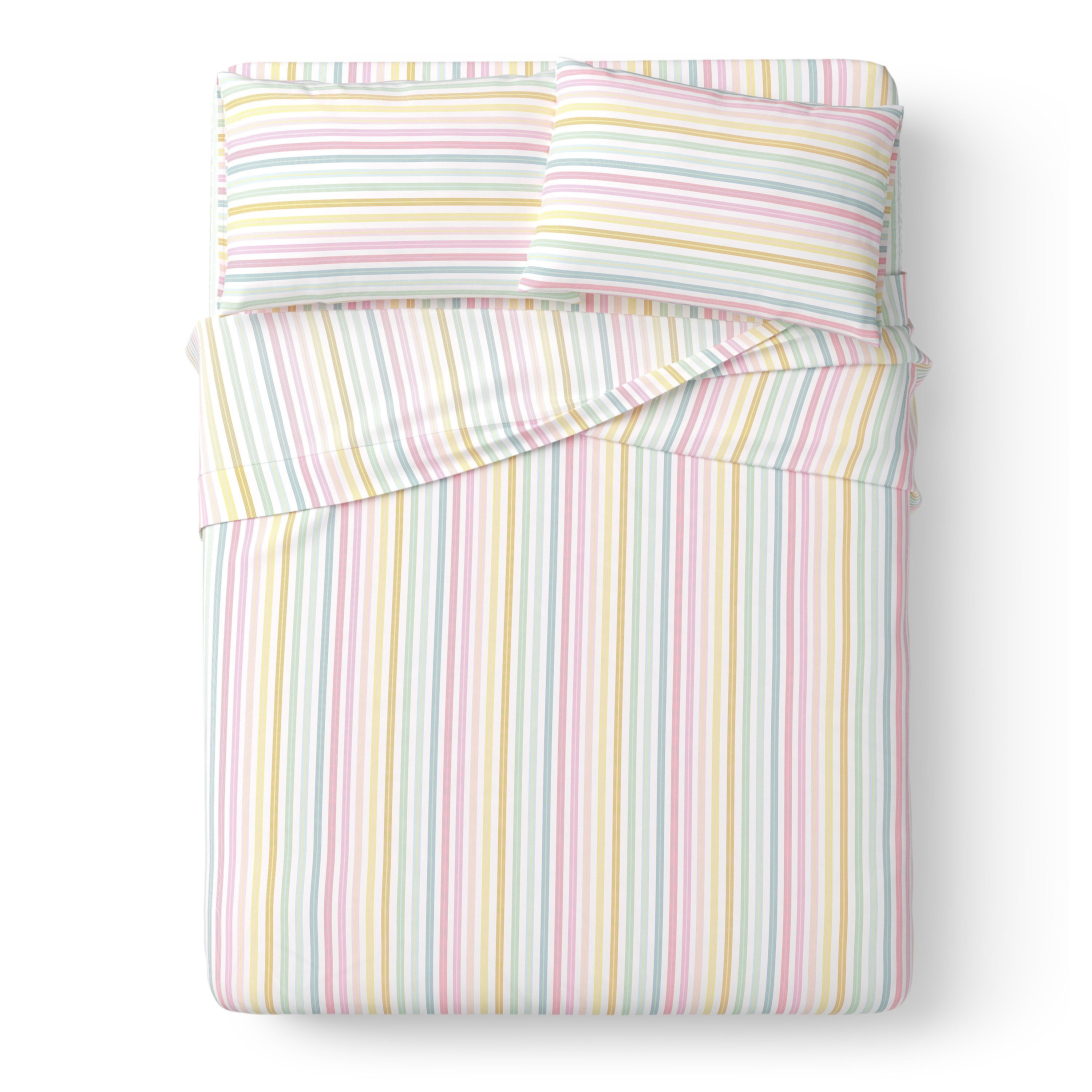 Mainstays Kids Microfiber Bed Sheet Set, Queen, Rainbow Stripe, 4 Pieces