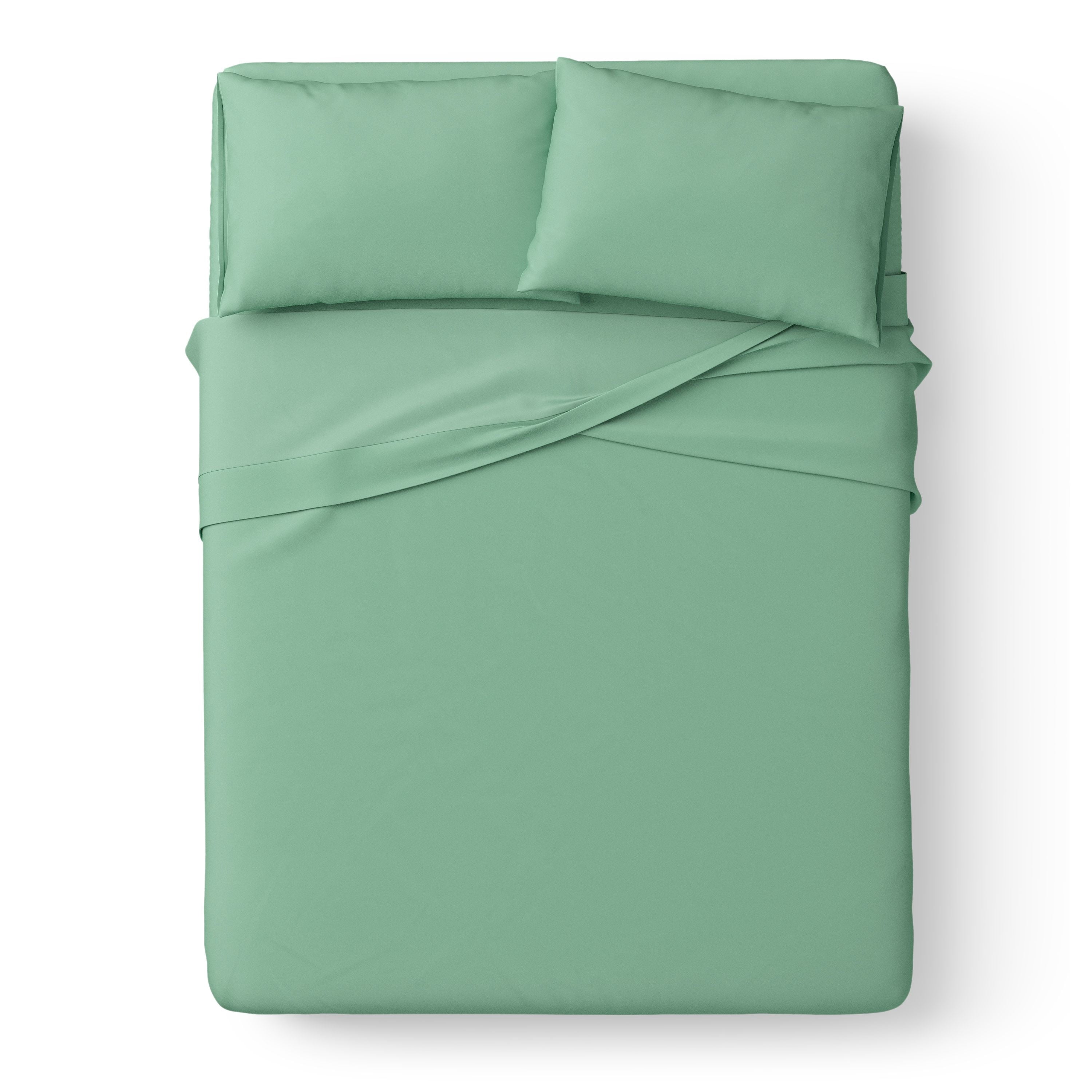 Mainstays Kids Microfiber Bed Sheet Set, Queen, Light Green, 4 Pieces