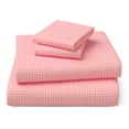 thumbnail image 1 of Mainstays Kids Microfiber Bed Sheet Set, Queen, Pink Grid, 4 Pieces, 1 of 10