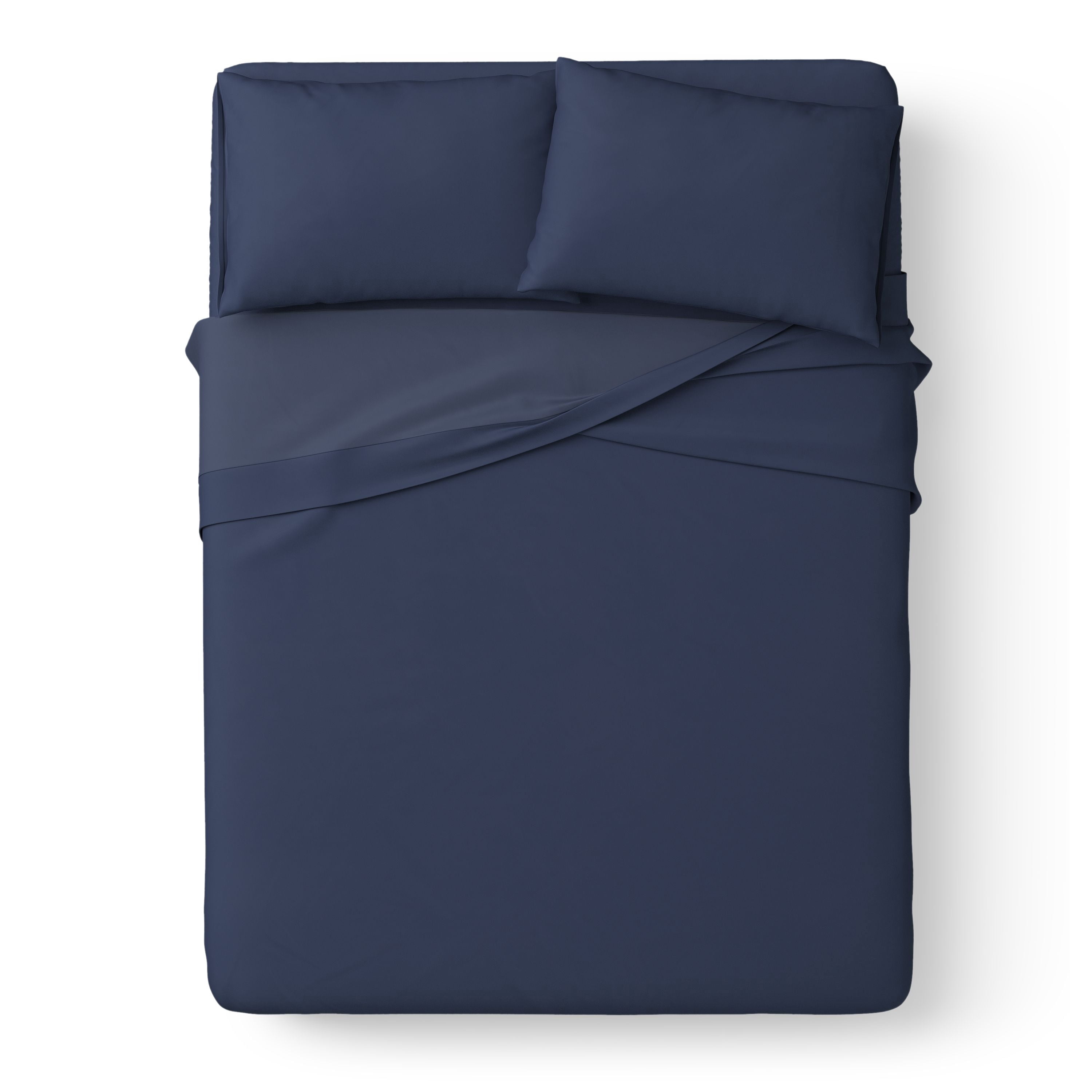 Mainstays Kids Microfiber Bed Sheet Set, Queen, Dark Blue, 4 Pieces