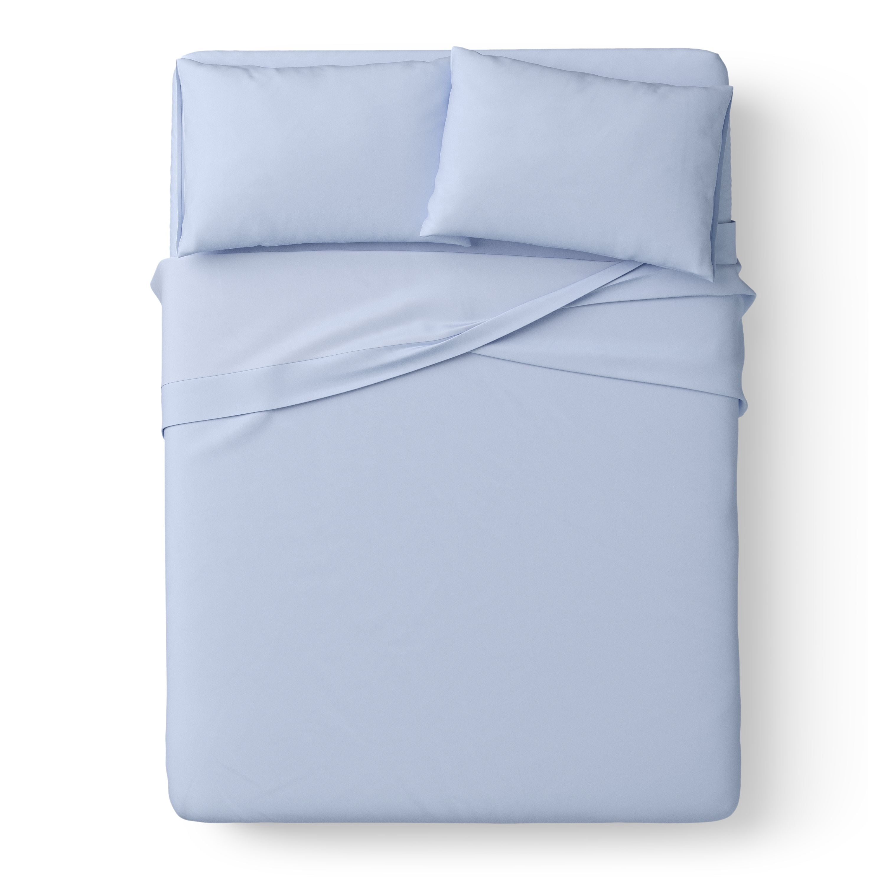 Mainstays Kids Microfiber Bed Sheet Set, Queen, Light Blue, 4 Pieces