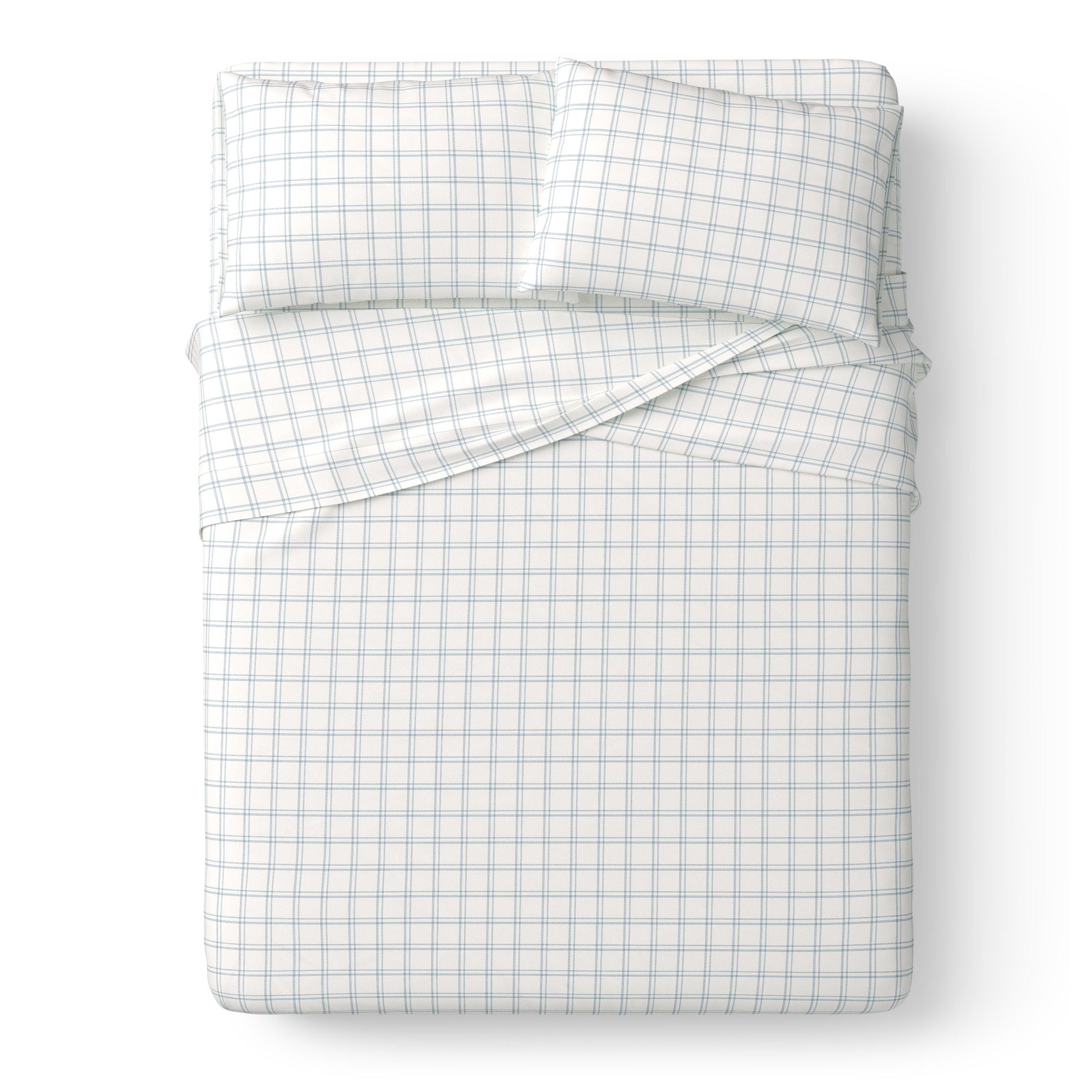 Mainstays Kids Microfiber Bed Sheet Set, Queen, Plaid, 4 Pieces