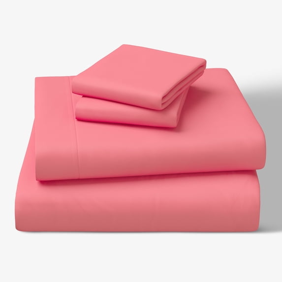 Mainstays Kids Microfiber Bed Sheet Set, Queen, Pink, 4 Pieces
