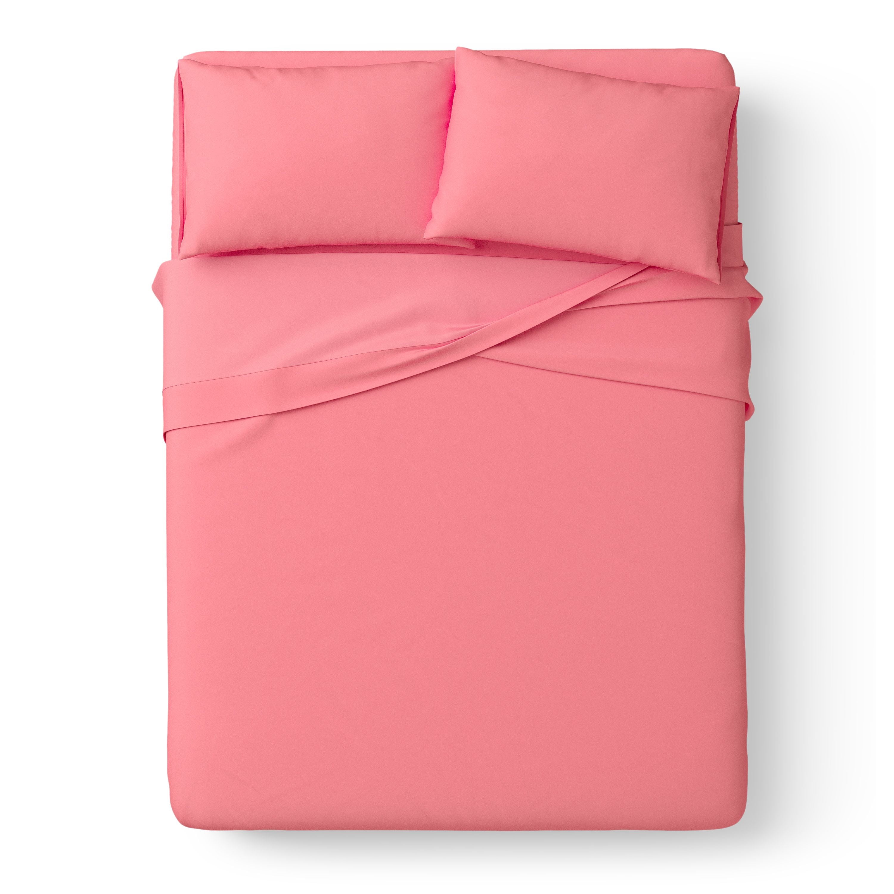 Mainstays Kids Microfiber Bed Sheet Set, Queen, Pink, 4 Pieces