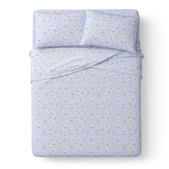 Mainstays Kids Microfiber Bed Sheet Set, Queen, Stars, 4 Pieces