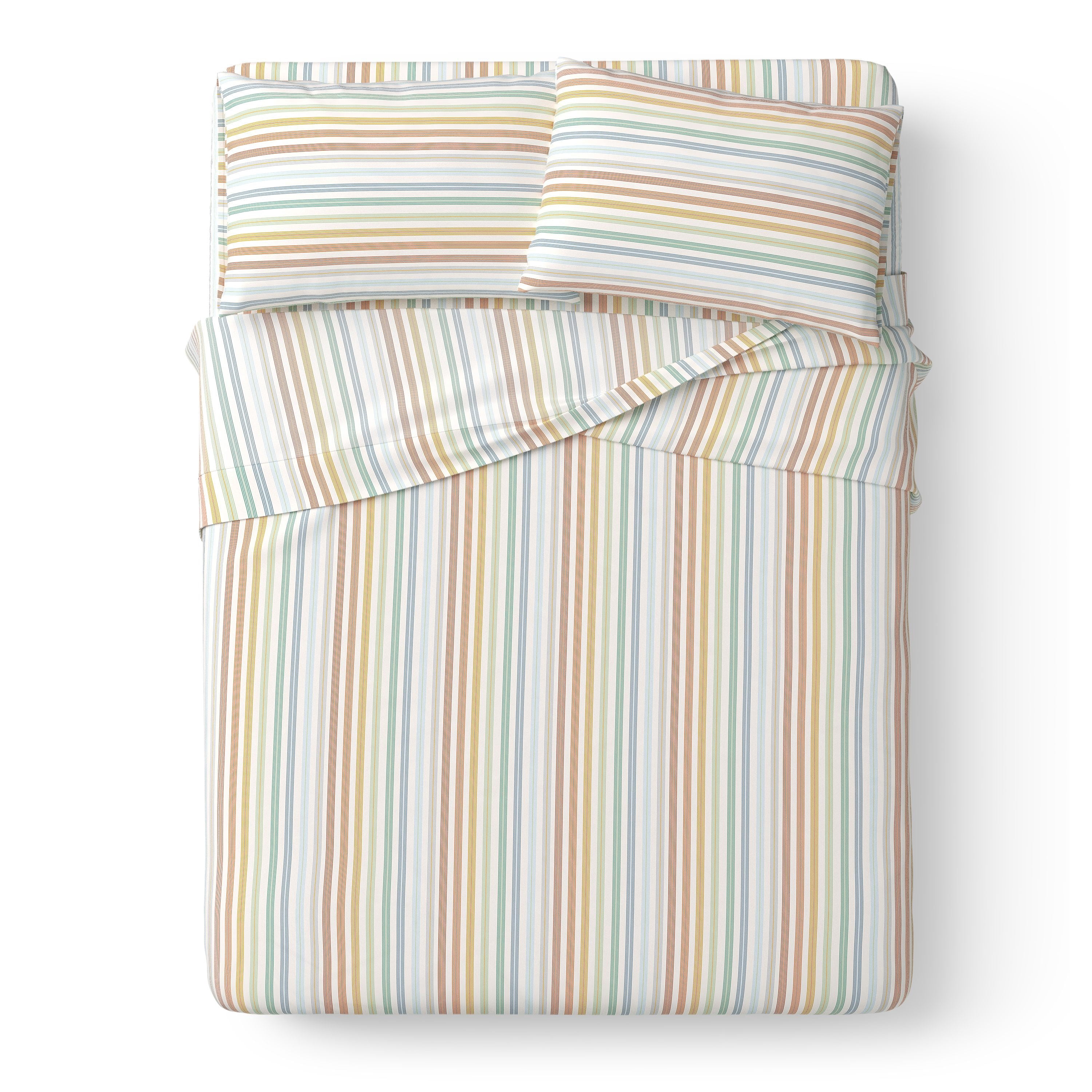 Mainstays Kids Microfiber Bed Sheet Set, Queen, Vintage Stripe, 4 Pieces