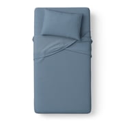 Mainstays Kids Microfiber Bed Sheet Set, Twin, Blue, 3 Pieces