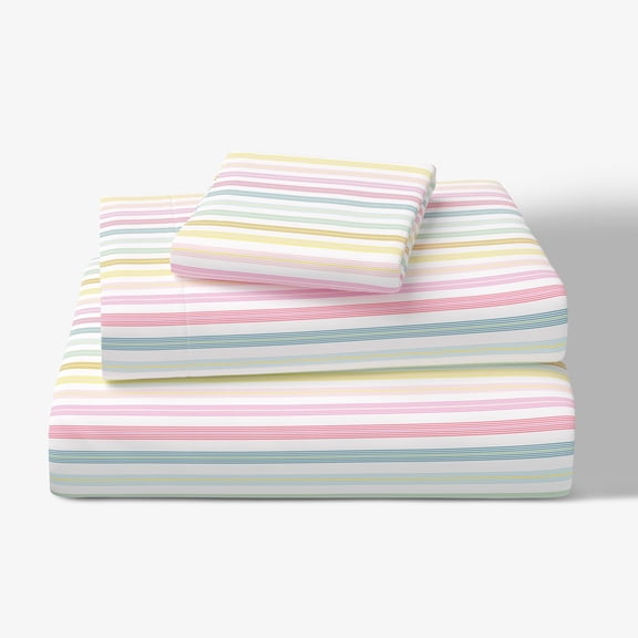 Mainstays Kids Microfiber Bed Sheet Set, Twin, Rainbow Stripe, 3 Pieces