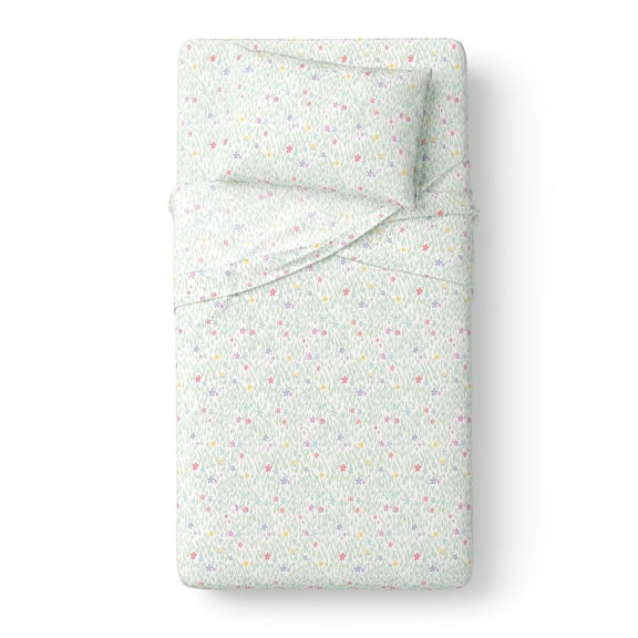 Mainstays Kids Microfiber Bed Sheet Set, Twin, Meadow, 3 Pieces