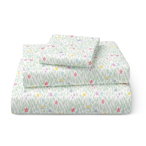 Mainstays Kids Microfiber Bed Sheet Set, Twin, Meadow, 3 Pieces