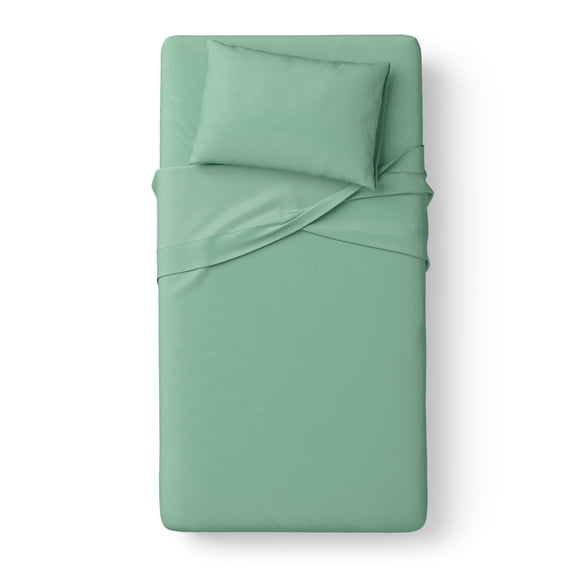 Mainstays Kids Microfiber Bed Sheet Set, Twin, Light Green, 3 Pieces