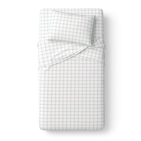 Mainstays Kids Microfiber Bed Sheet Set, Twin, Plaid, 3 Pieces