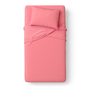 Mainstays Kids Microfiber Bed Sheet Set, Twin, Pink, 3 Pieces