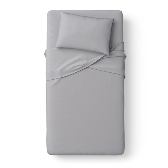 Mainstays Kids Microfiber Bed Sheet Set, Twin, Gray, 3 Pieces
