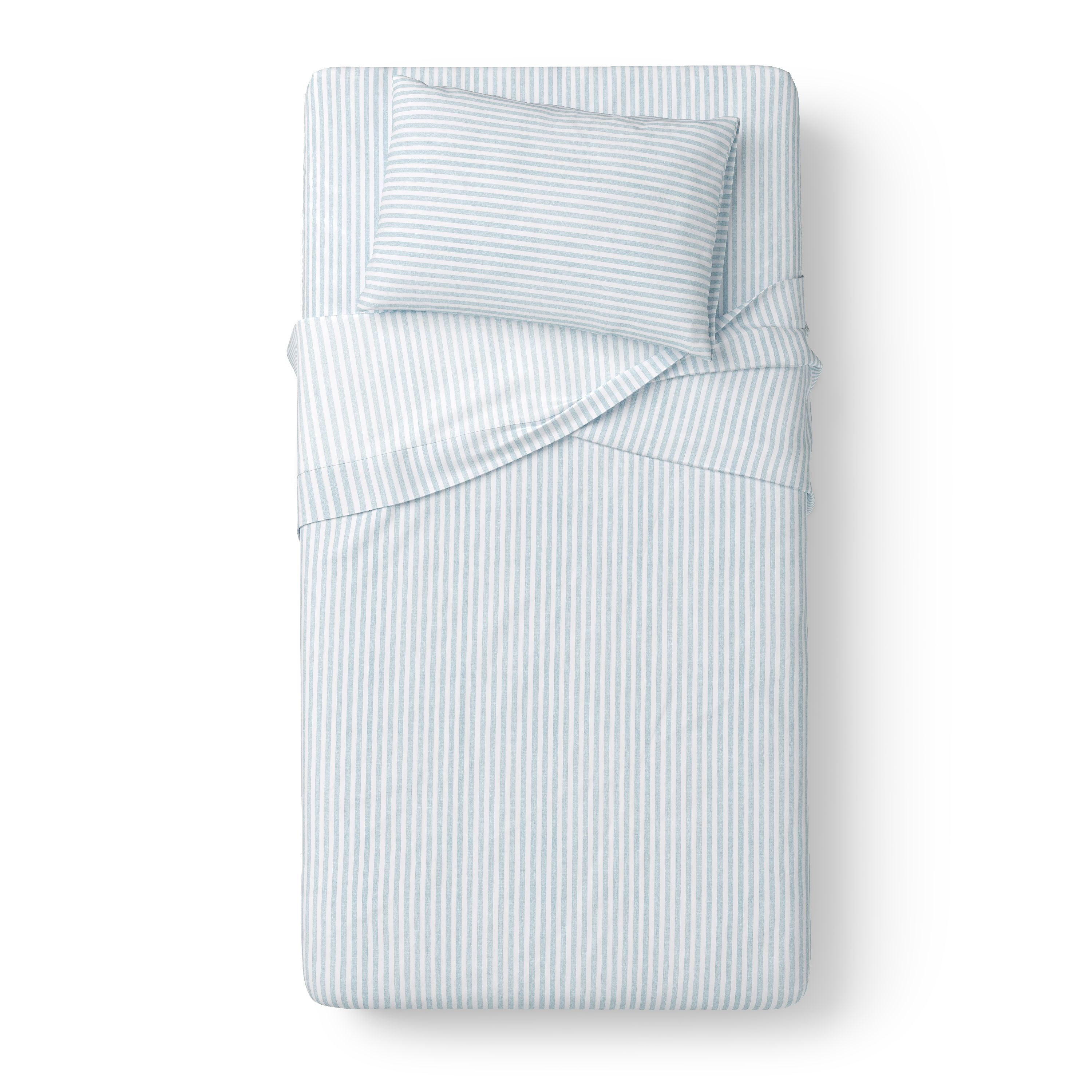 Mainstays Kids Microfiber Bed Sheet Set, Twin, Aqua Stripe, 3 Pieces
