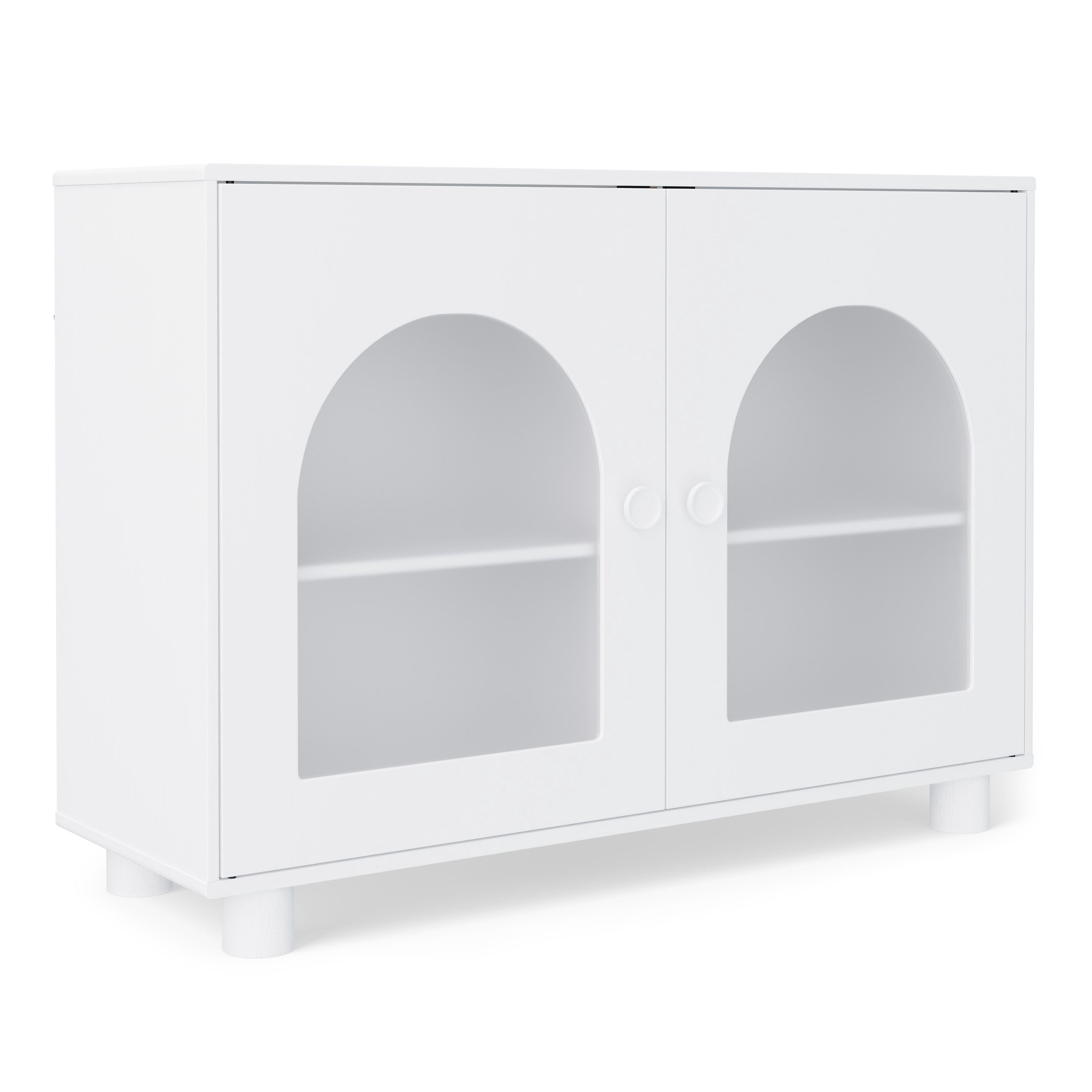Mainstays Kids Arched Storage Accent Cabinet with Acrylic Doors, White