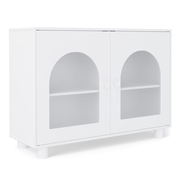 Mainstays Kids Arched Storage Accent Cabinet with Acrylic Doors, White