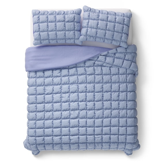 Mainstays Kids Light Purple Solid Puffy Comforter Set, Full/Queen, 3 Pieces