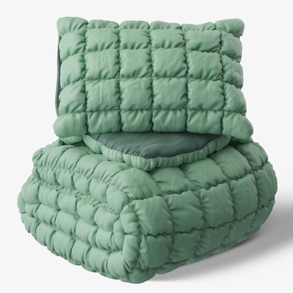 Mainstays Kids Light Green Solid Puffy Comforter Set, Twin, 2 Pieces