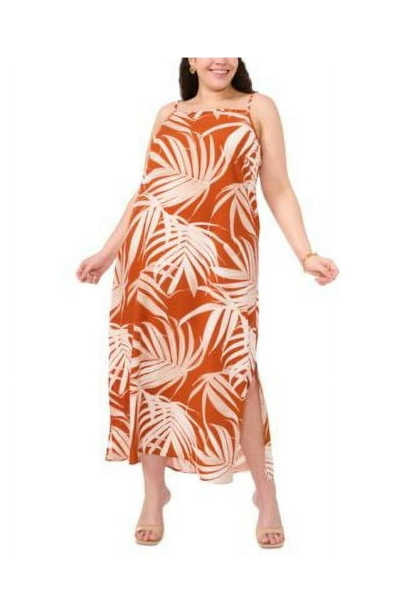 MSK Plus Size Sleeveless Square-Ne Tobacco 22 2X