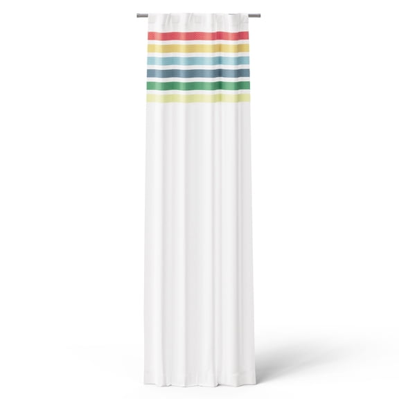 Mainstays Kids White and Rainbow Stripe Blackout Rod Pocket with Back Tabs Single Curtain Panel, 38" W x 95" L