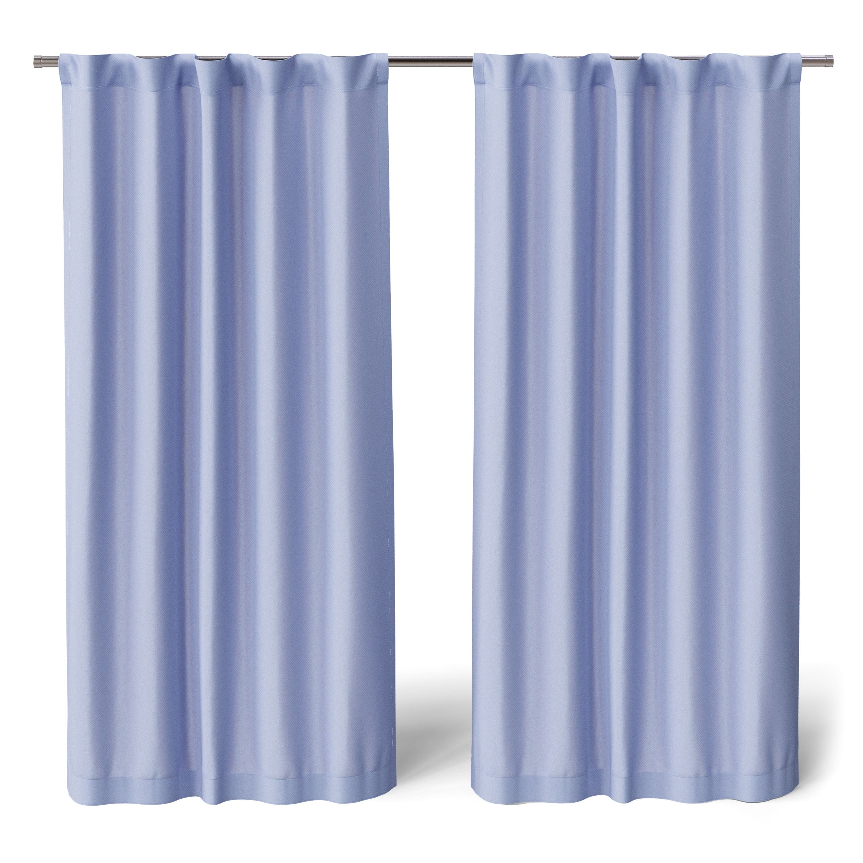 Mainstays Kids Spring Periwinkle Light Purple Solid Blackout Curtain Panel Pair with Rod Pocket and Back Tabs, Set of 2, 30 in x 63 in