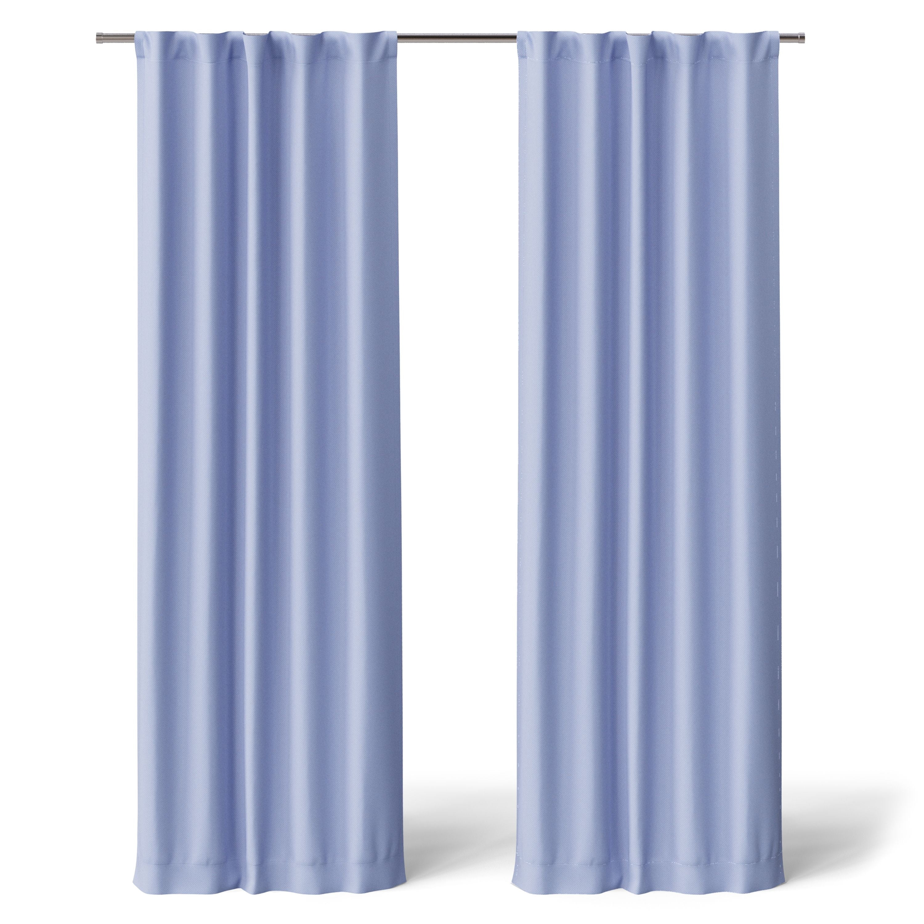 Mainstays Kids Spring Periwinkle Light Purple Solid Blackout Rod Pocket with Back Tabs Curtain Panel Pair, Set of 2, 30" W x 84" L