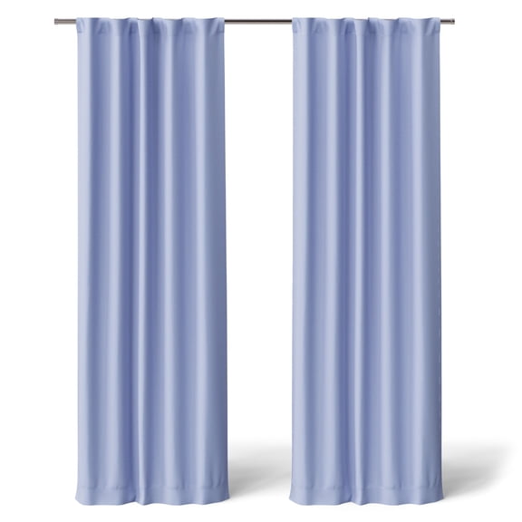 Mainstays Kids Spring Periwinkle Light Purple Solid Blackout Rod Pocket with Back Tabs Curtain Panel Pair, Set of 2, 30" W x 84" L