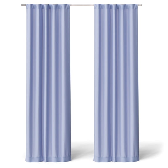 Mainstays Kids Spring Periwinkle Light Purple Solid Blackout Rod Pocket with Back Tabs Curtain Panel Pair, Set of 2, 30" W x 95" L