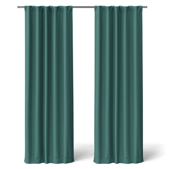 Mainstays Kids Dark Green Solid Blackout Rod Pocket with Back Tabs Curtain Panel Pair, Set of 2, 30" W x 84" L
