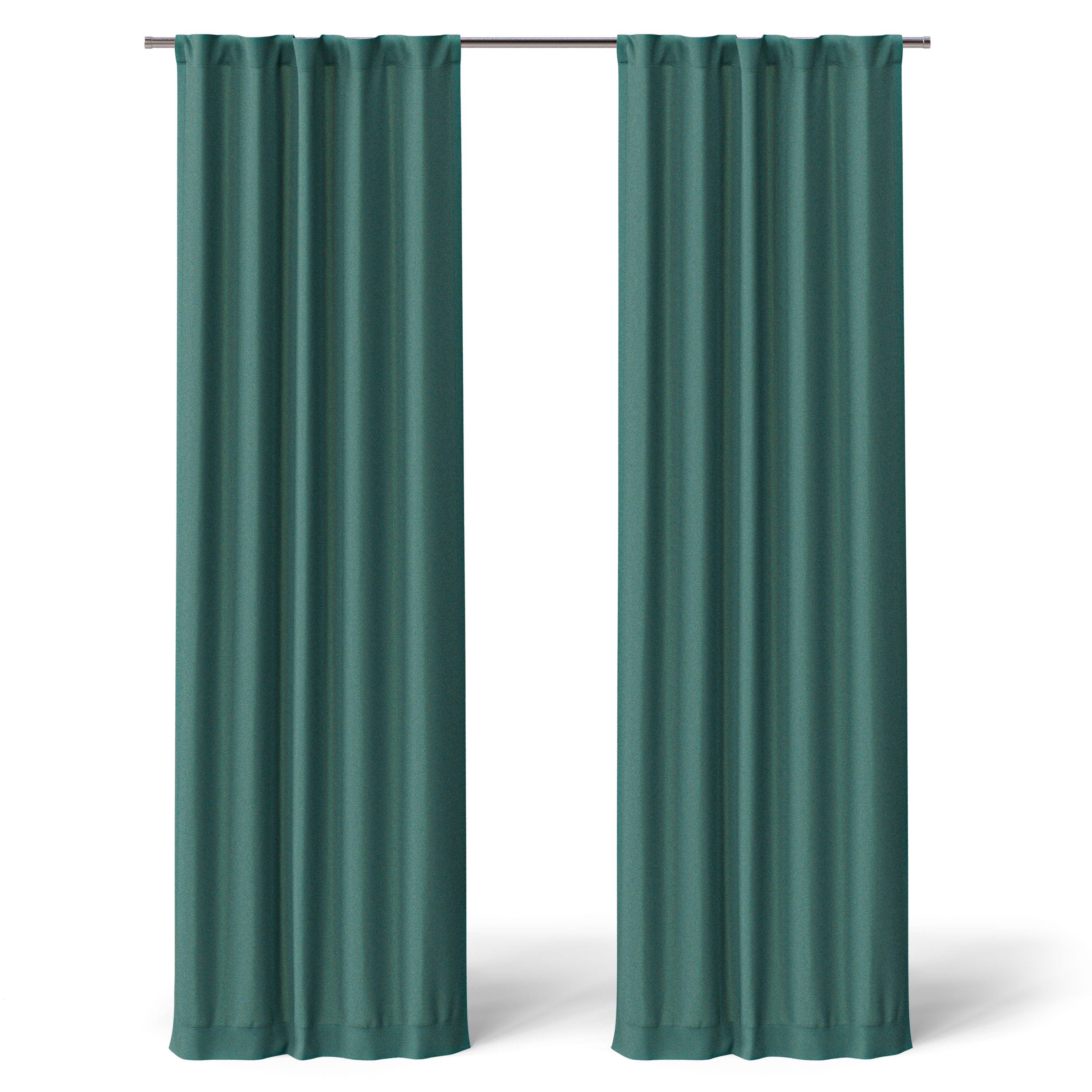 Mainstays Kids Dark Green Solid Blackout Rod Pocket with Back Tabs Curtain Panel Pair, Set of 2, 30" W x 95" L