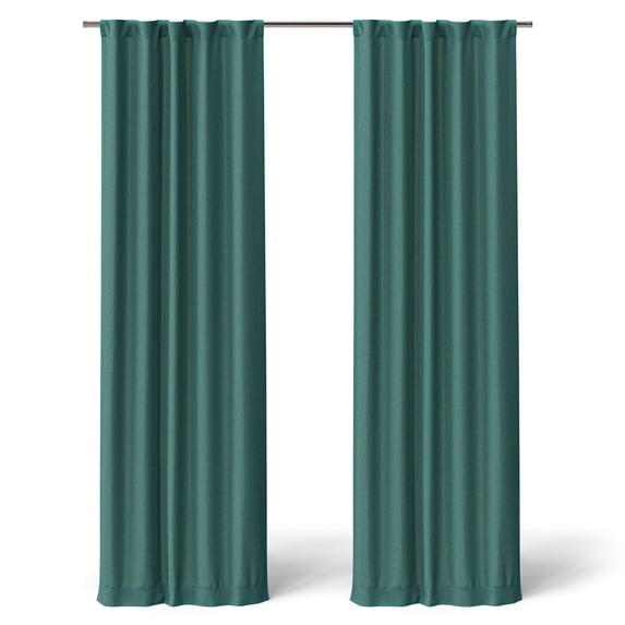 Mainstays Kids Dark Green Solid Blackout Rod Pocket with Back Tabs Curtain Panel Pair, Set of 2, 30" W x 95" L