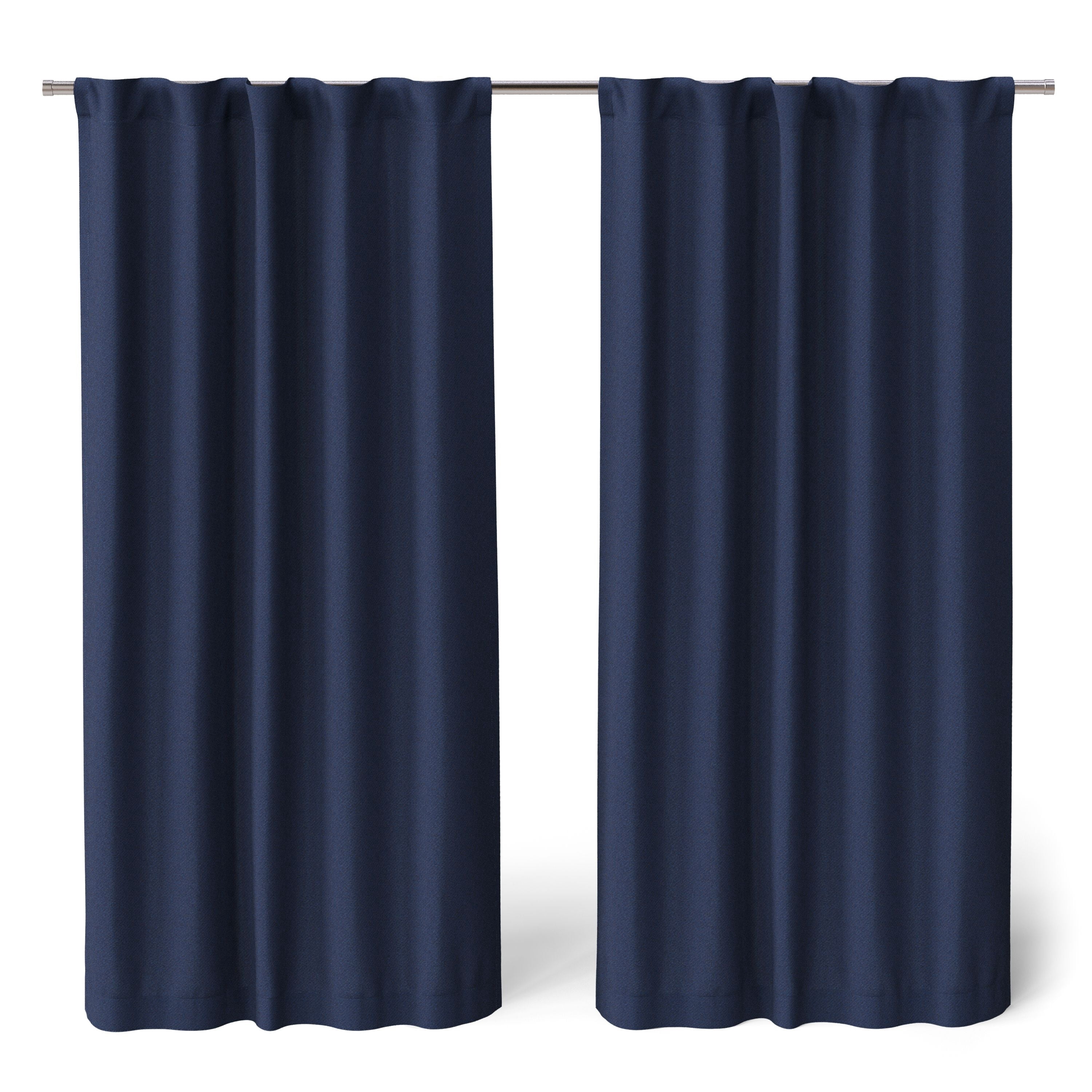 Mainstays Kids Navy Blue Solid Blackout Rod Pocket with Back Tabs Curtain Panel Pair, Set of 2, 30 in x 63 in