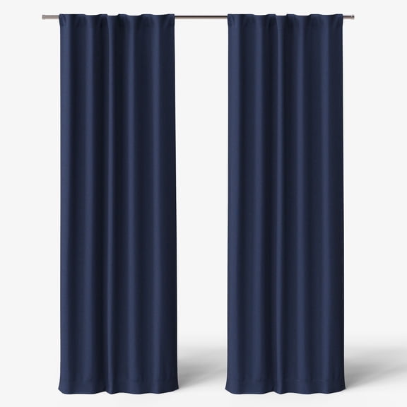 Mainstays Kids Navy Blue Solid Blackout Rod Pocket with Back Tabs Curtain Panel Pair, Set of 2, 30" W x 84" L