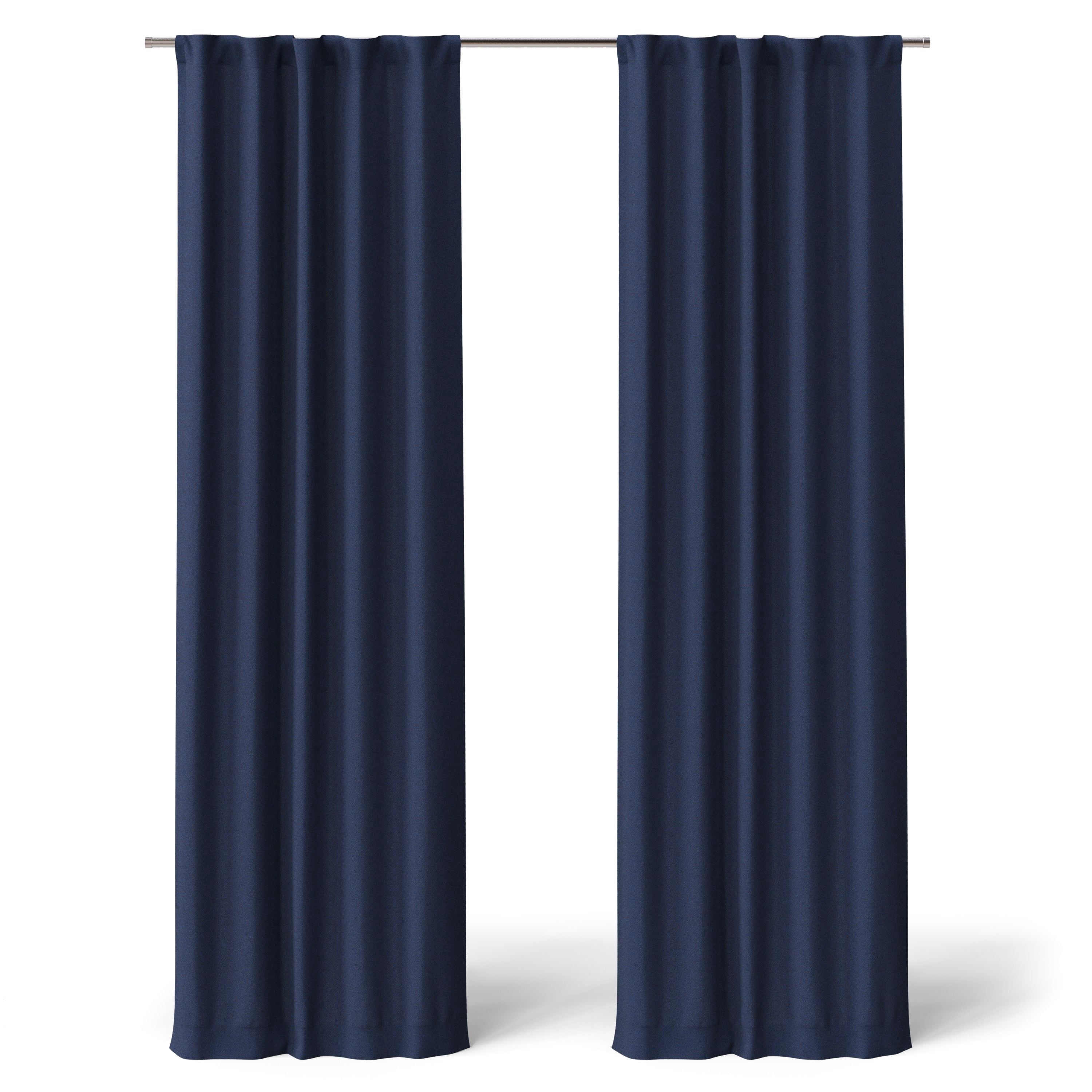 Mainstays Kids Solid Blackout Curtain Panel Pair, Navy Blue, Rod Pocket with Back Tabs, Set of 2, 30 in x 95 in