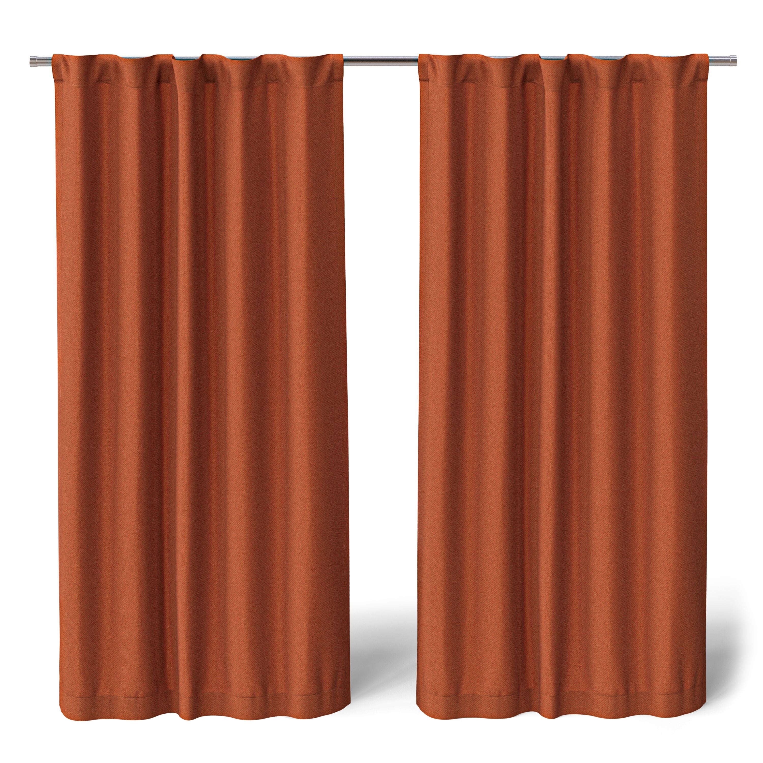 Mainstays Kids Orange Solid Blackout Rod Pocket with Back Tabs Curtain Panel Pair, Set of 2, 30" W x 63" L