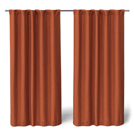 Mainstays Kids Orange Solid Blackout Rod Pocket with Back Tabs Curtain Panel Pair, Set of 2, 30" W x 63" L