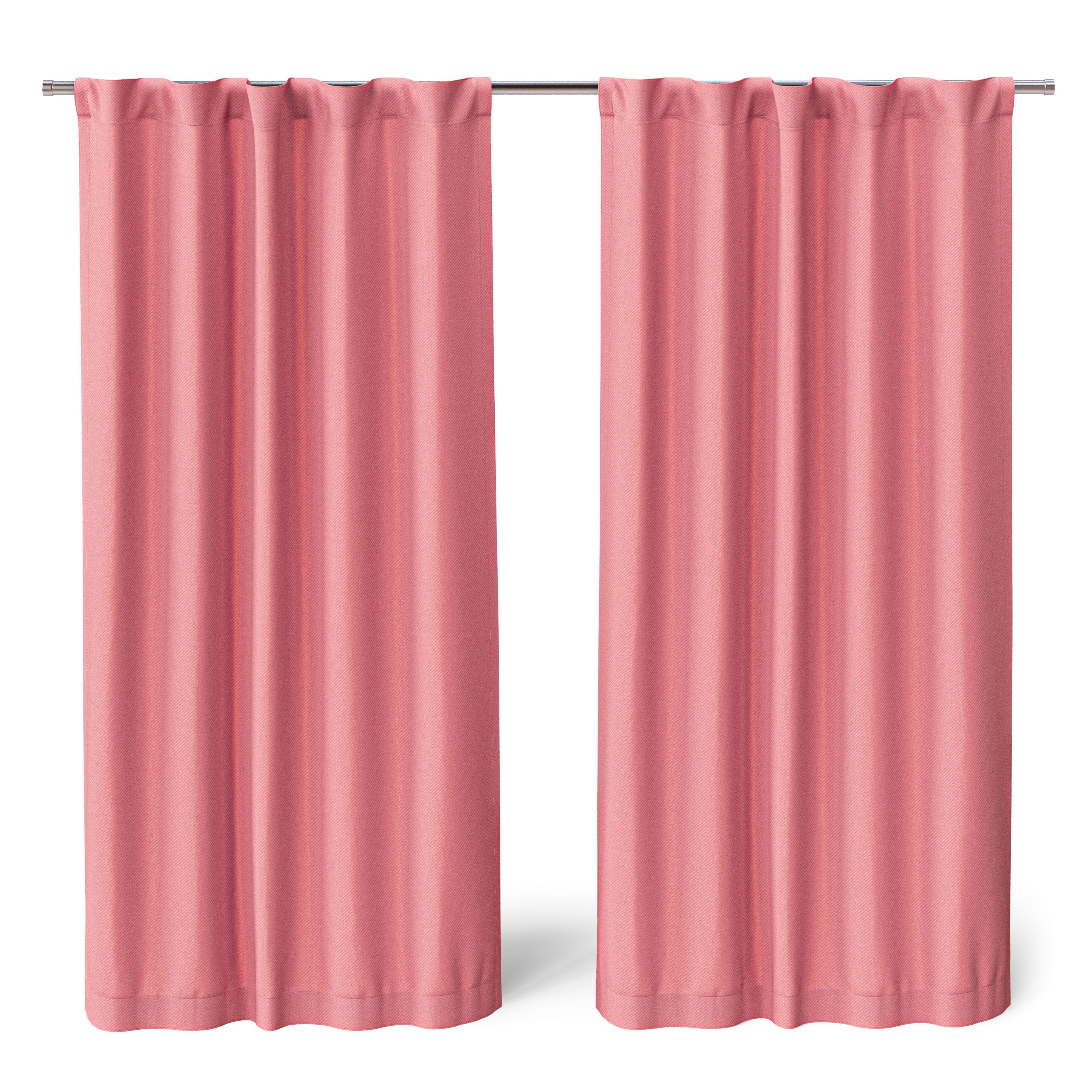Mainstays Kids Pink Solid Blackout Rod Pocket with Back Tabs Curtain Panel Pair, Set of 2, 30" W x 63" L